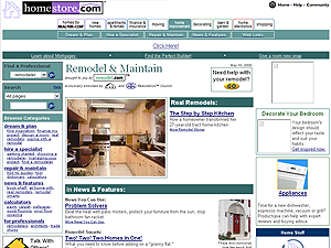 screenshot of the homestore.com home improvement page from 5/10/2000